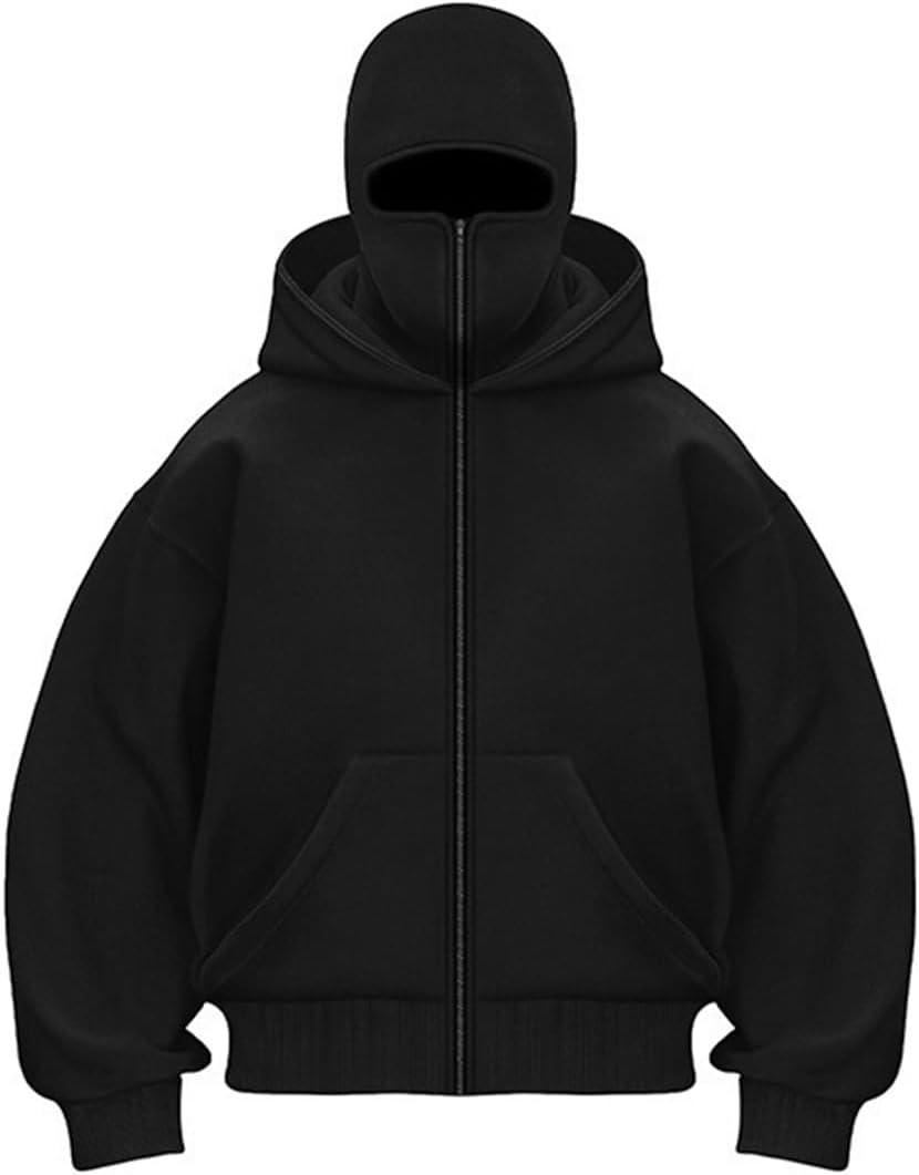 Jacket Zip Up Fashion Double Layer Hoodie Hip Hop Outerwear Jacket Y2K Clothing for Men and Women