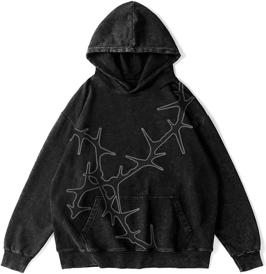Unisex Y2K Graphic Hoodies men Oversized Vintage Hoodies Acid Washed Sweatshirt Casual Streetwear