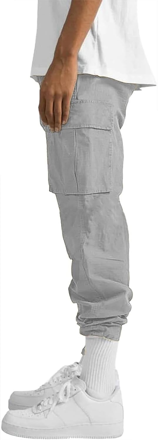men Cargo Pants Drawstring Casual Hiking Pants Joggers Athletic Trousers Cotton Loose Straight Sweatpants for Men - Image 2