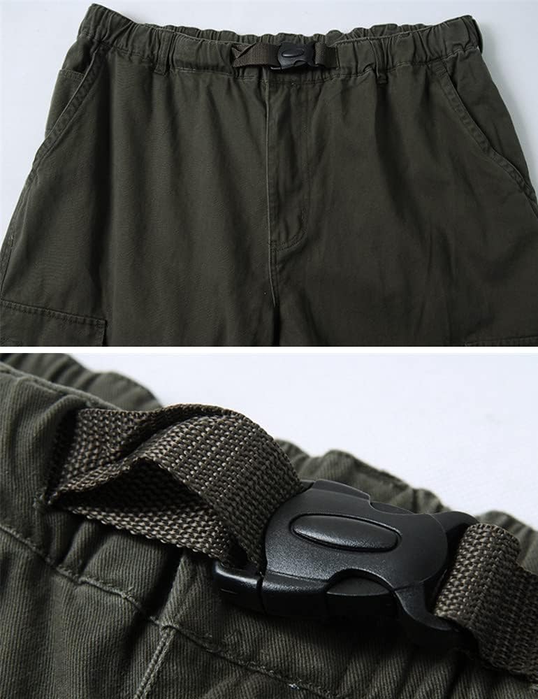 men Baggy Cargo Pants Casual Loose Fit Elastic Waist Cotton Twill Cargo Pants