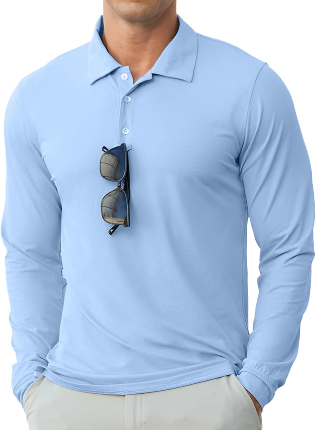 men Golf Polo Shirts Long Sve UPF 50+ Performance Collar Shirts Lightweight Summer Casual Quick Dry Tee - Image 2