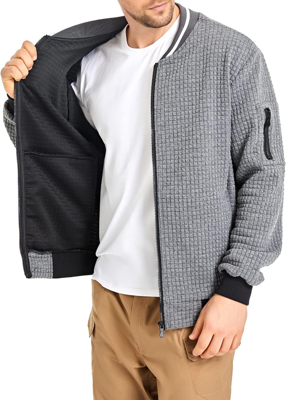men Lightweight Jacket Casual Bomber Jacket Varsity Coat
