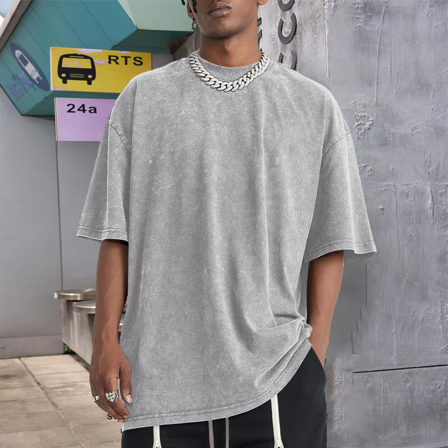 Oversized Vintage Acid Wash Tshirt for Men Cotton Solid T Shirt Streetwear Basic Tees Casual Baggy Loose Shirts Tops