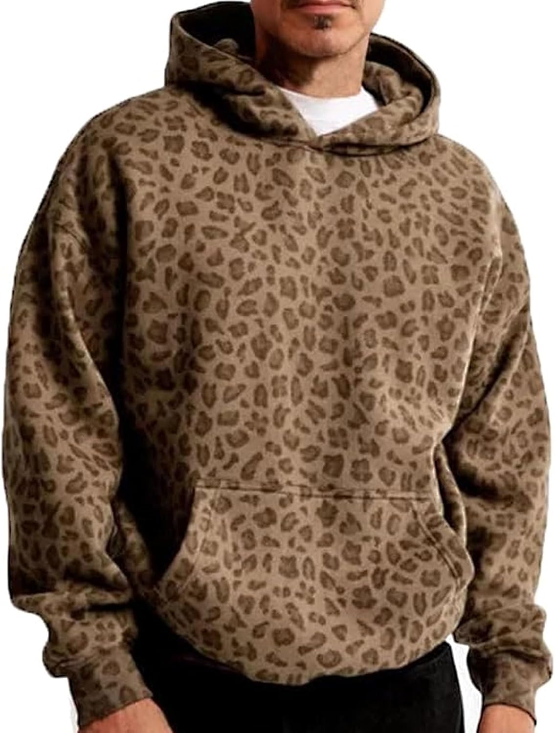 Y2K Leopard Print Hoodies Oversized Cheetah Sweatshirts Vintage Trendy Casual Long Sleeve Pullover With Pockets