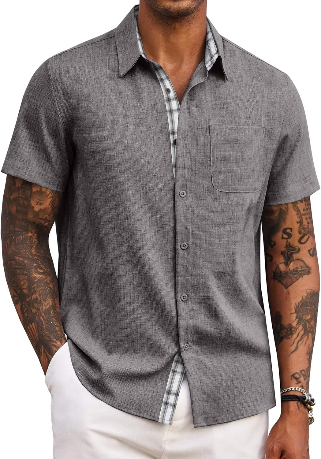 men Button Down Shirts Short Sve Casual Shirts Summer Beach Shirts Vacation Wedding Shirts with Pocket