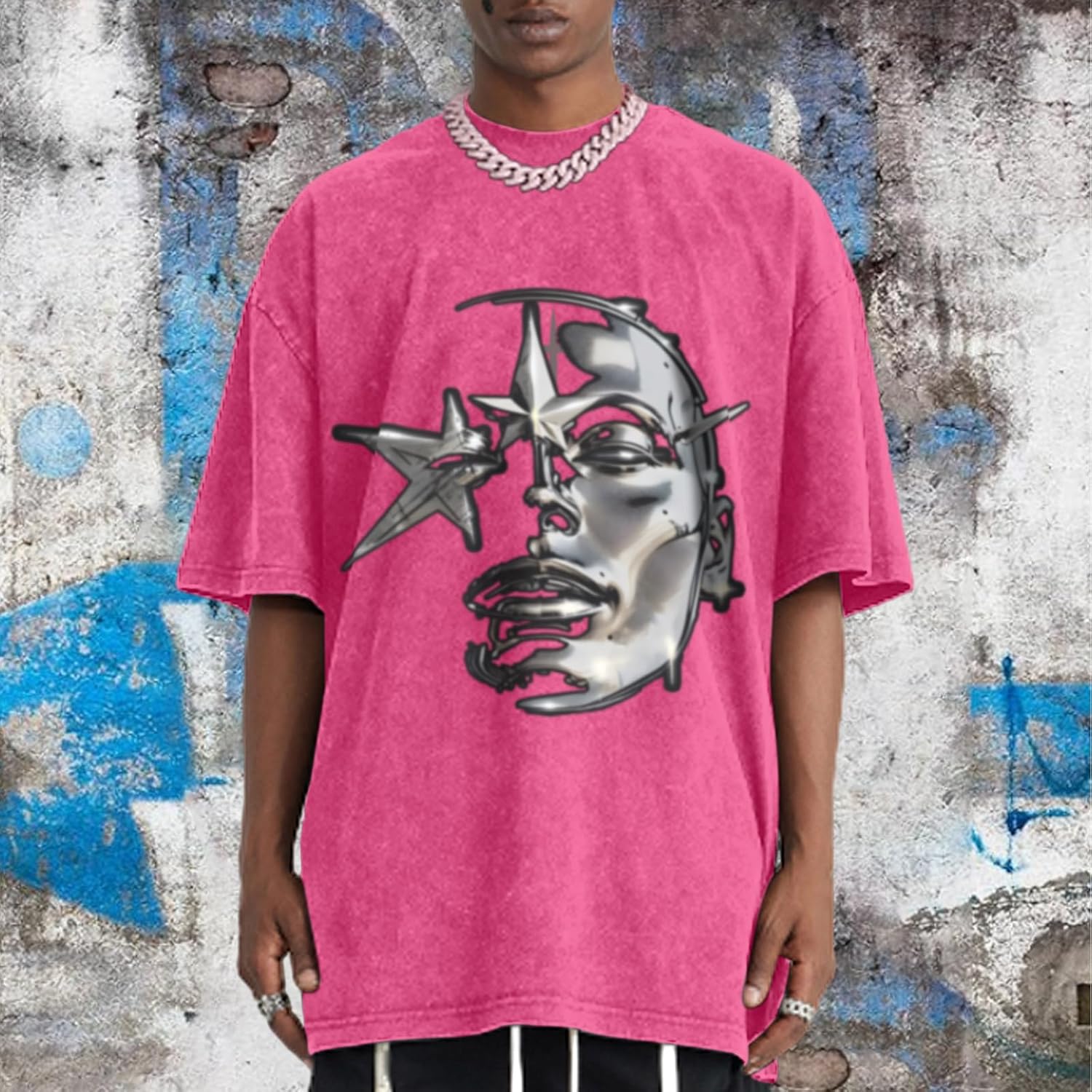 men Graphic Tees Acid Wash Tshirt Oversized T-Shirt Vintage Shirt Streetwear Casual Cotton Loose Fit Tee Tops